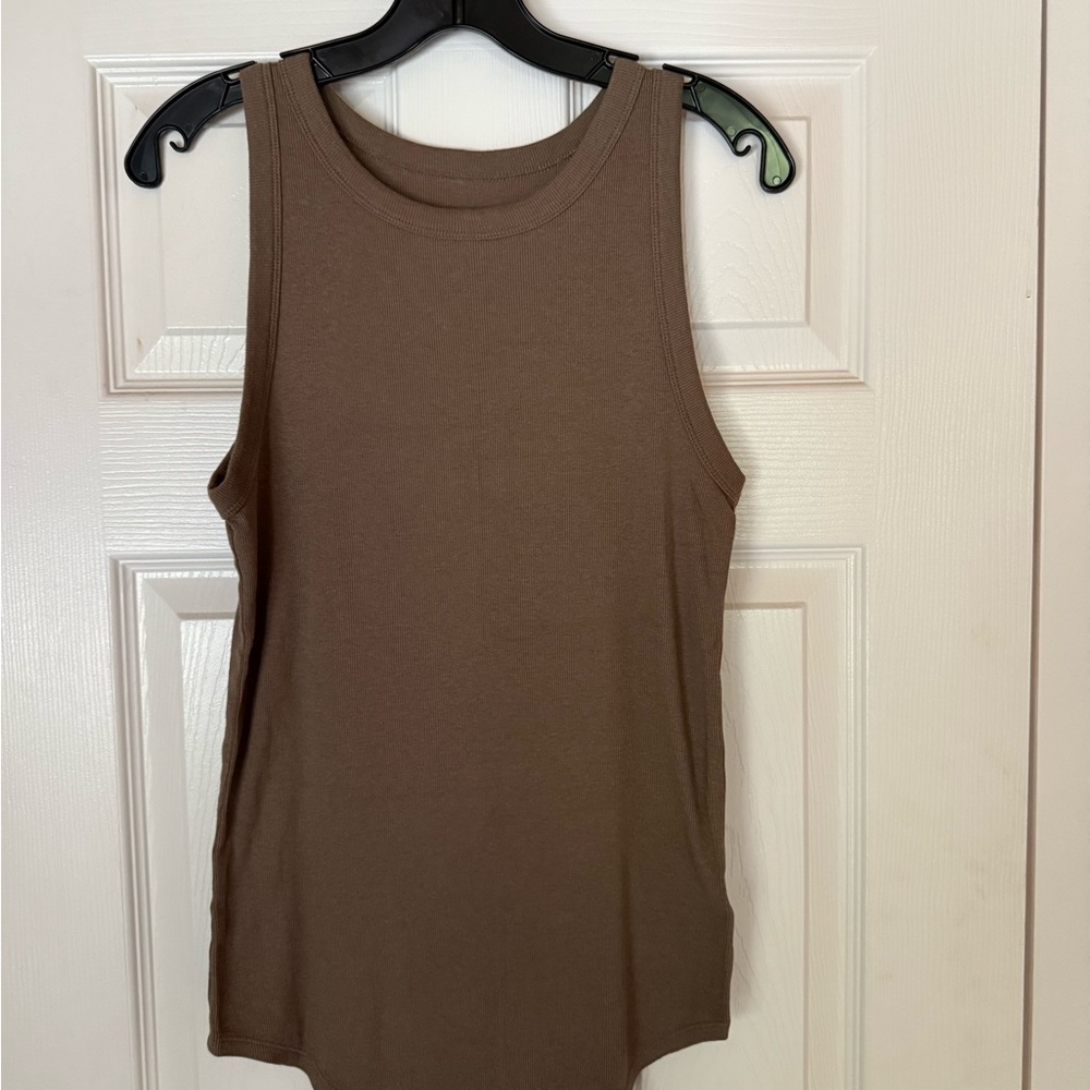 A New Day Brown Fitted Sleeveless Tank Top